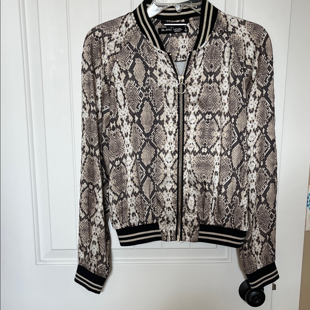 Blank NYC Black and Cream Patterned Bomber Jacket